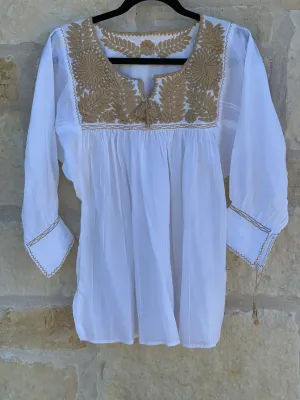 White and Tan Rococo Blouse