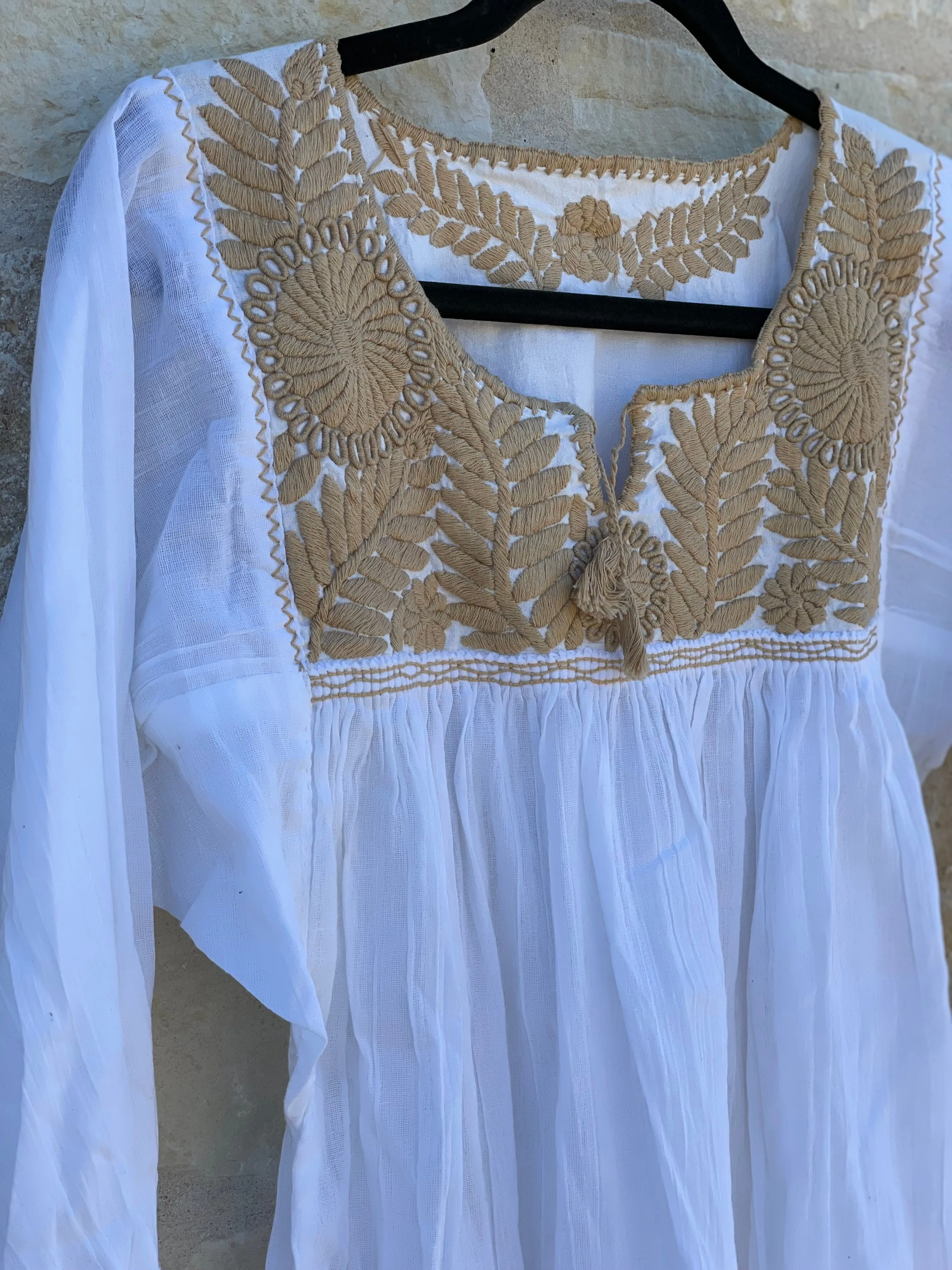 White and Tan Rococo Blouse