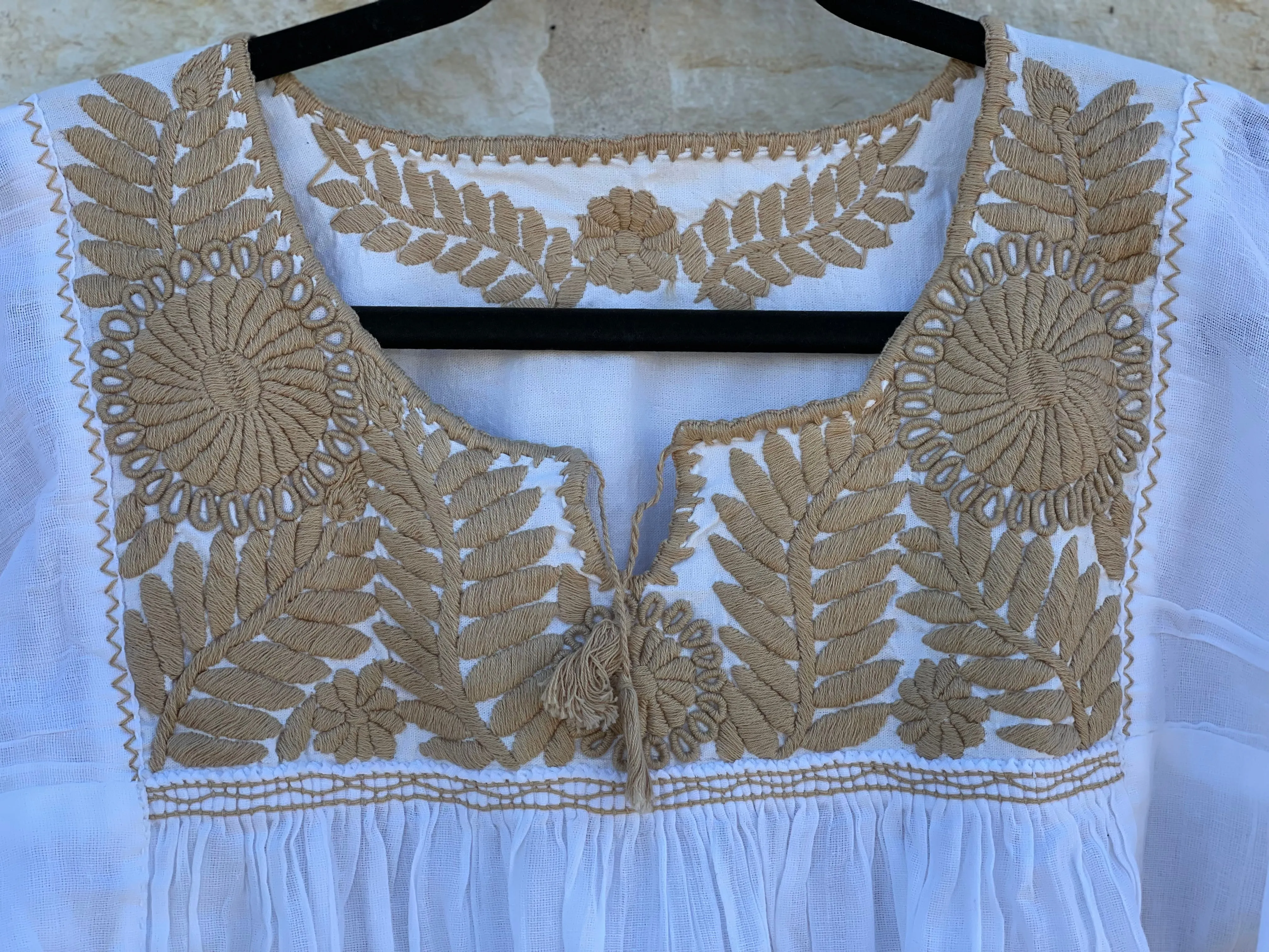 White and Tan Rococo Blouse