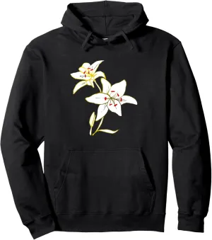 White lily flower petals blooming artistic flower lover Pullover Hoodie
