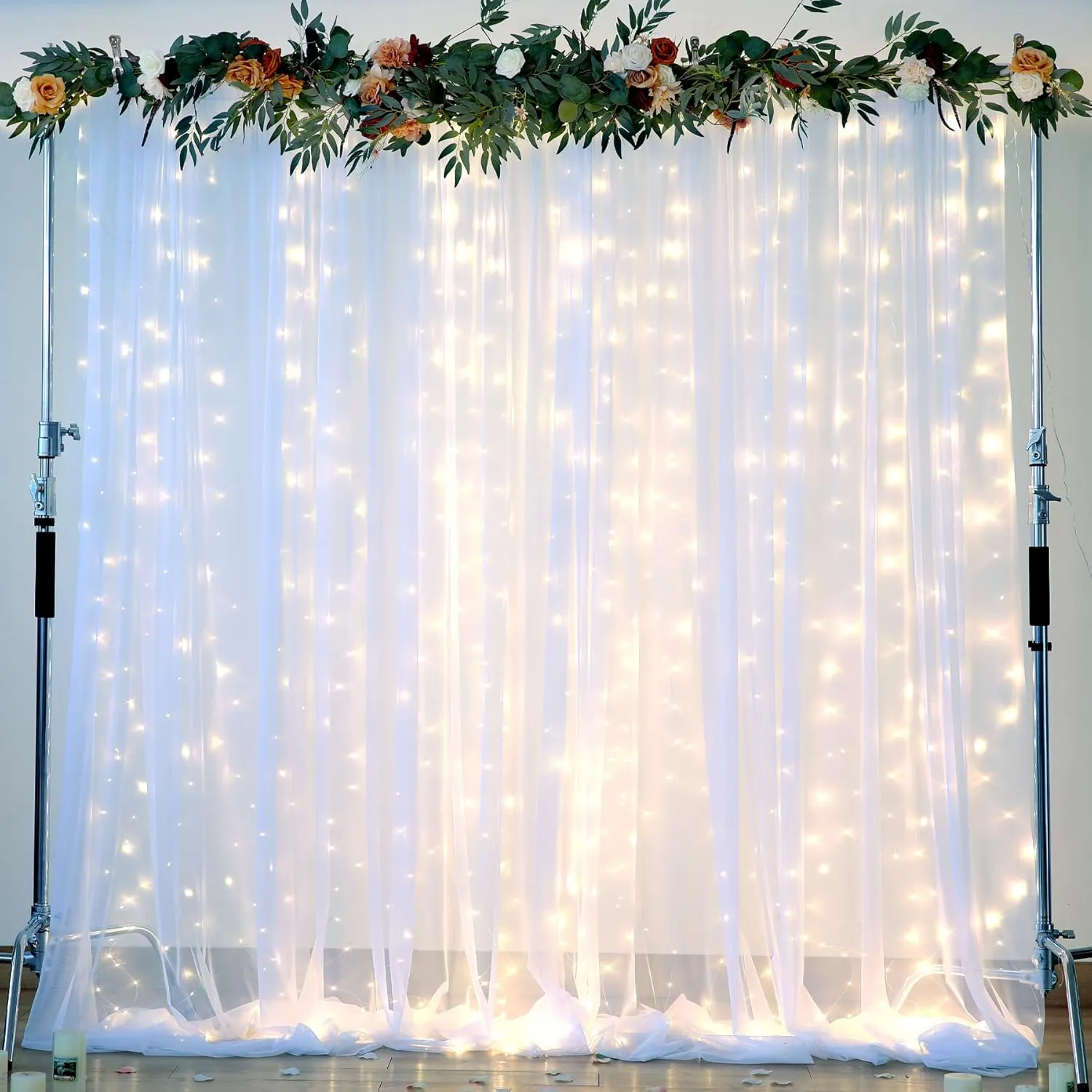 White Tulle Backdrop Curtain for Parties Wedding 10ft x 8ft Sheer Backdrop Curtains for Bridal Shower Birthday Party Baby Shower Christmas Photo Decorations 2 Panels 5ft x 8ft