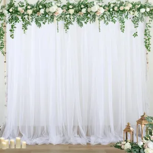 White Tulle Backdrop Curtain for Parties Wedding 10ft x 8ft Sheer Backdrop Curtains for Bridal Shower Birthday Party Baby Shower Christmas Photo Decorations 2 Panels 5ft x 8ft