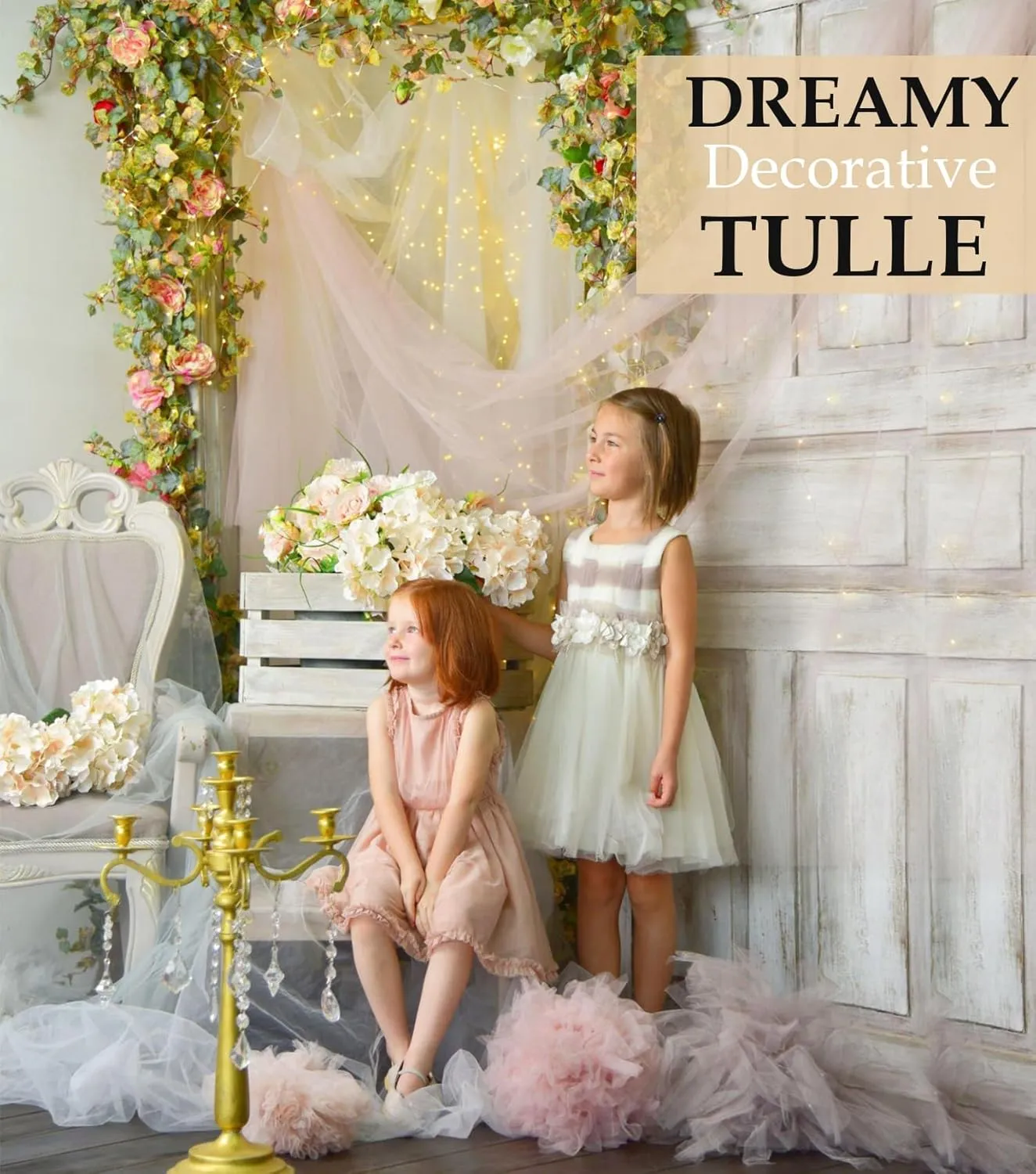White Tulle Fabric Roll, 54" x 40 Yards (120FT) Tulle for Wedding Decoration Christmas Gift Wrapping DIY Tutu Party Backdrop Garden Baby Shower Table Skirts