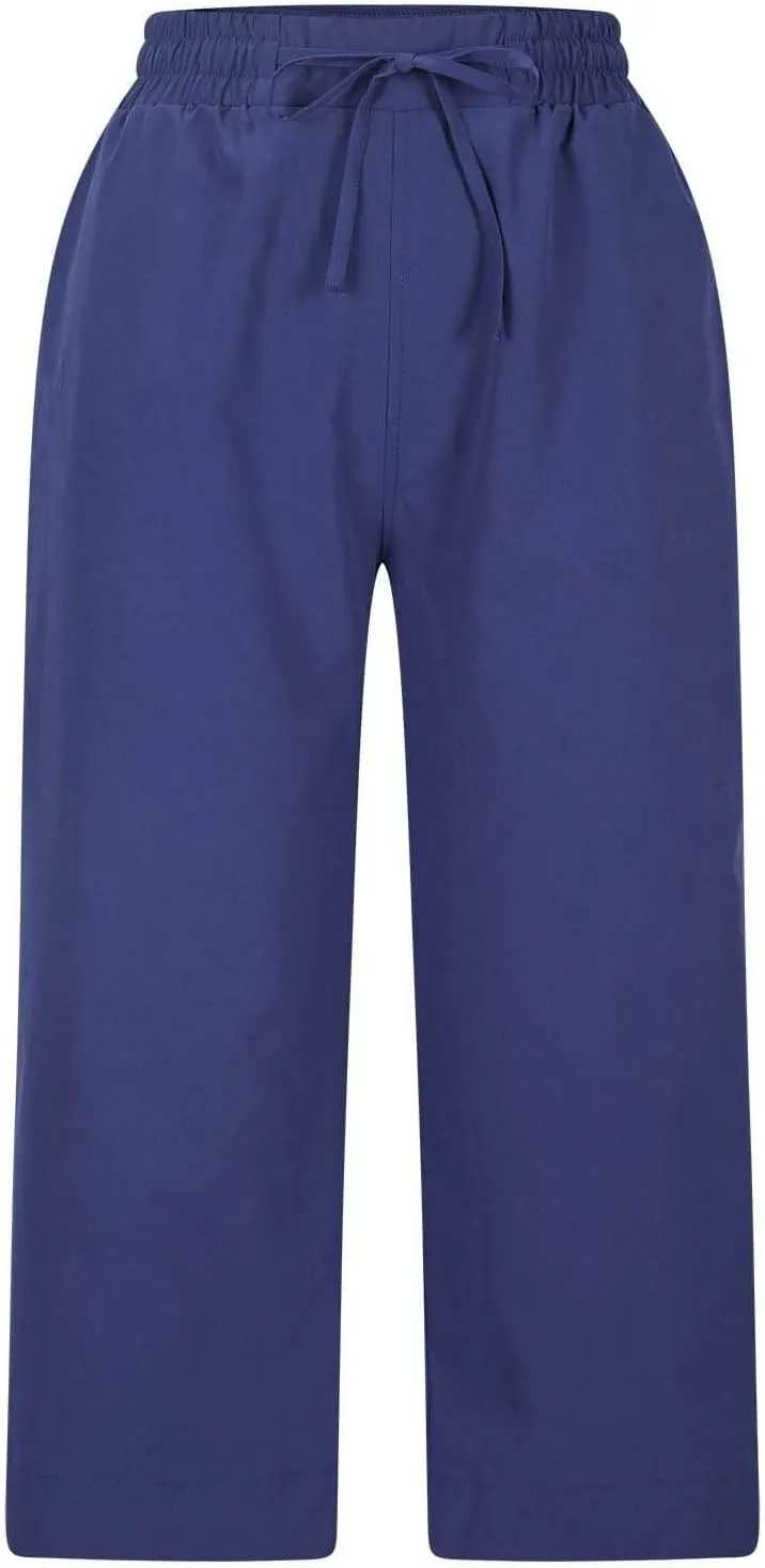Wide Leg Capri Pants for Women Elastic High Waist Straight Leg Palazzo Trousers Summer Beach Vacation Lounge Pants