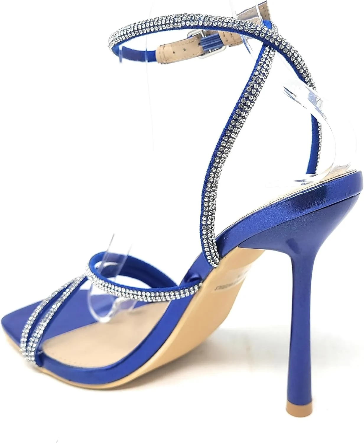 Wild Diva Women's Square Toe Rhinestone Embellished Straps Formal Stiletto High Heels Narala-02
