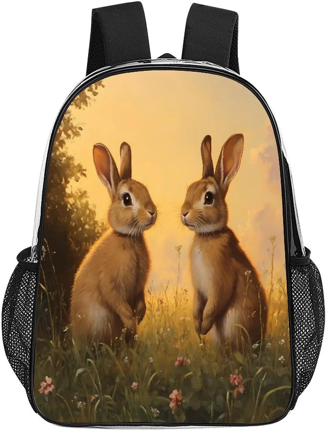 Wild Rabbits Hares Clear Shoulders Bag Unisex Backpack for Camping Hiking Travel