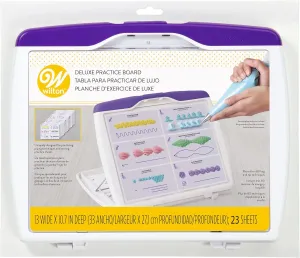 Wilton Deluxe Practice Board Set - Practice Piping Stars, Flowers, Petals, Leaves, Dots, Ruffles and More for Treat Decorating, 23 Practice Sheets, 13 x 10.7-Inch