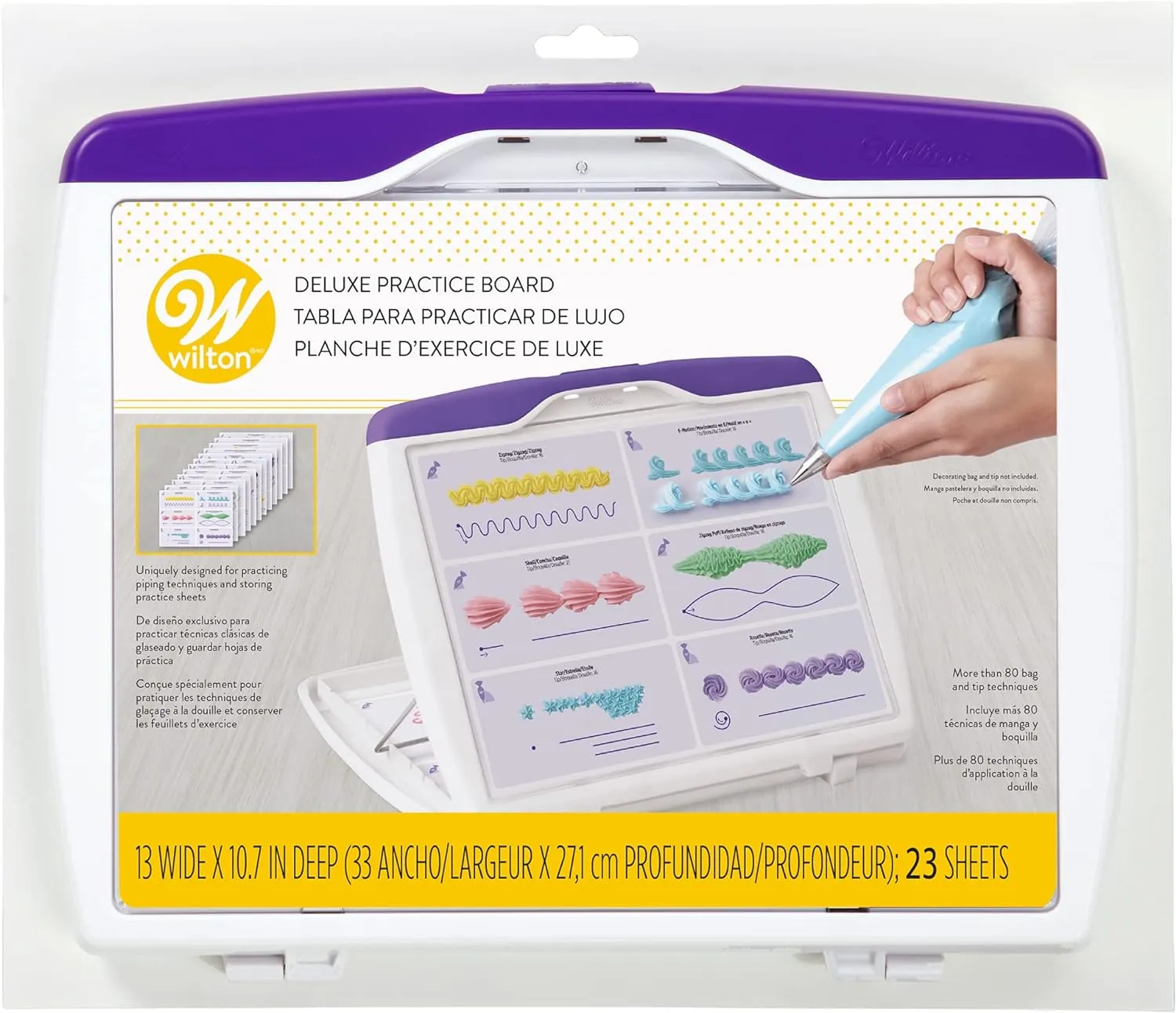 Wilton Deluxe Practice Board Set - Practice Piping Stars, Flowers, Petals, Leaves, Dots, Ruffles and More for Treat Decorating, 23 Practice Sheets, 13 x 10.7-Inch