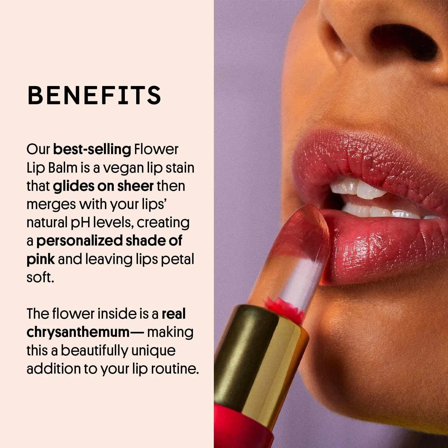 Winky Lux Flower Balm, pH Lip Balm, Color Changing Lipstick and Tinted Lip Balm Stain, Vegan & Cruelty Free, Hydrate & Plump, Sheer Pink Lipstick, Pink Flower
