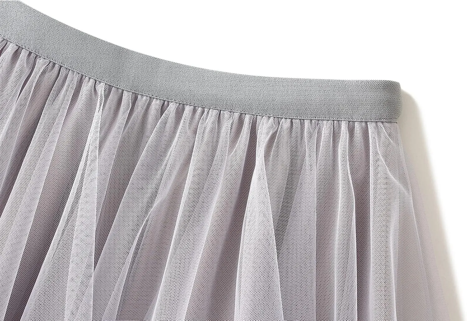 Women Layered Tulle Midi Skirt Frill Trim Ruffle Long Skirts