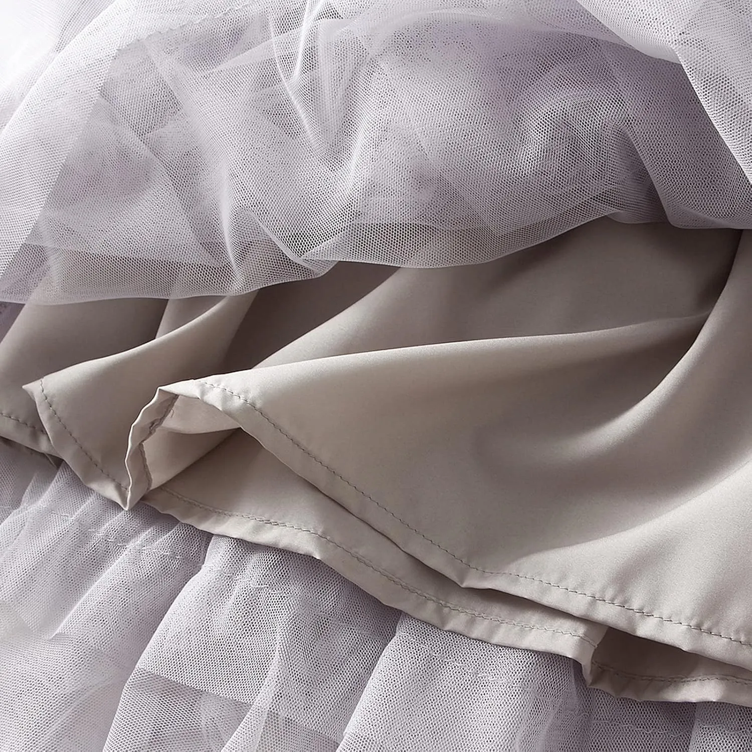 Women Layered Tulle Midi Skirt Frill Trim Ruffle Long Skirts