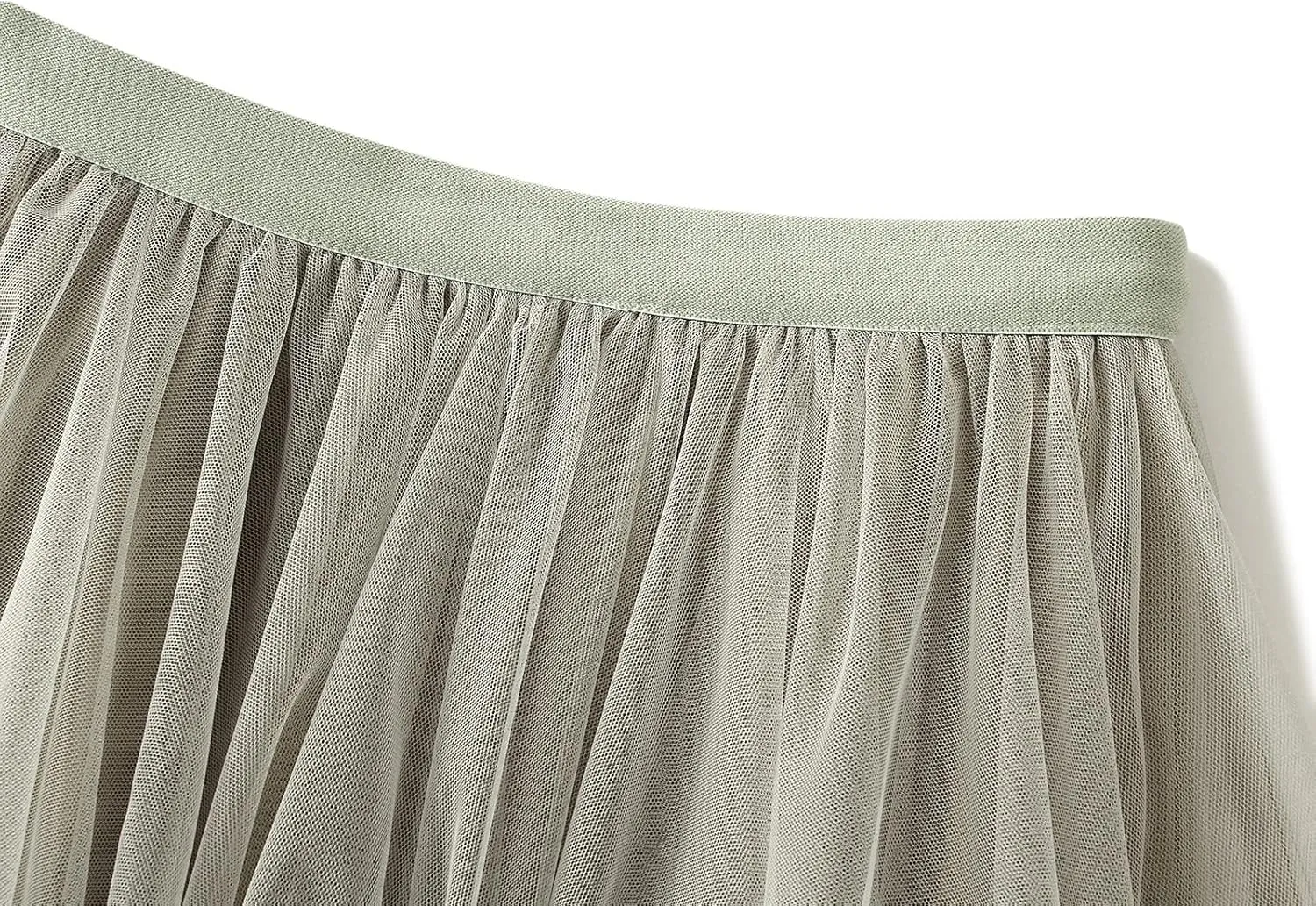 Women Layered Tulle Midi Skirt Frill Trim Ruffle Long Skirts