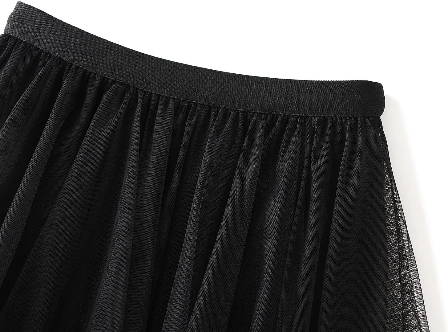Women Layered Tulle Midi Skirt Frill Trim Ruffle Long Skirts