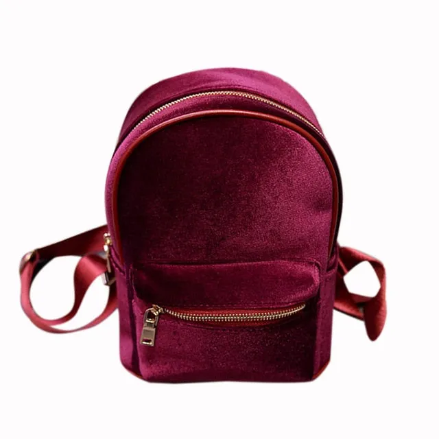 Women Stylish Cool Velvet Small Size Back pack Female Women Mini Backpack Sac a dos Mochila Feminina