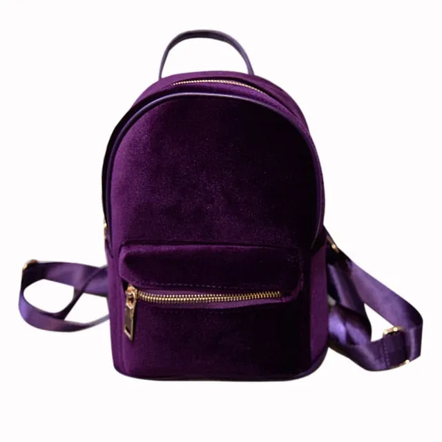 Women Stylish Cool Velvet Small Size Back pack Female Women Mini Backpack Sac a dos Mochila Feminina