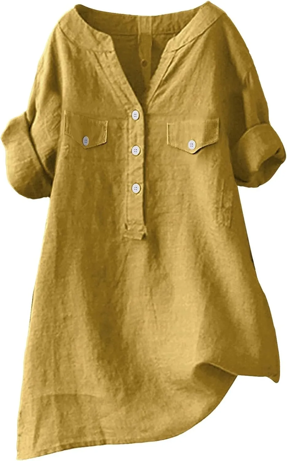Women Summer Beach Linen Henley Shirts Short Sleeve Button v Neck Tunic Blouses 2025 Trendy Casual Loose Dressy Tops