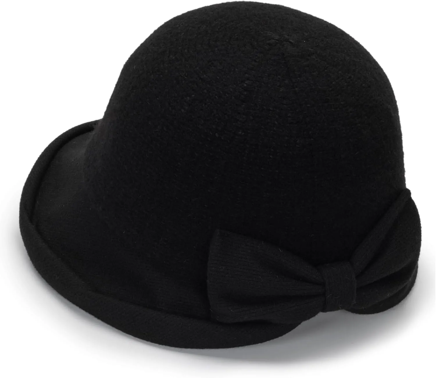 Women Vintage Cloche Church-Hat - 1920s Crushable Winter Wool Felt Bowler Bucket Hat