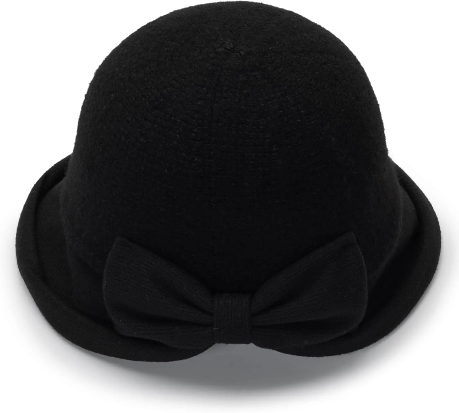 Women Vintage Cloche Church-Hat - 1920s Crushable Winter Wool Felt Bowler Bucket Hat