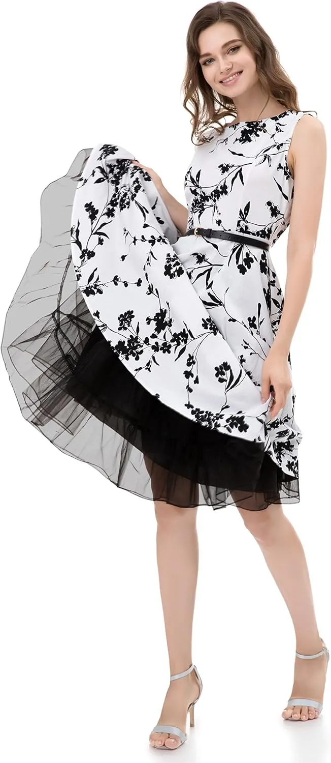 Women's 50s Vintage Rockabilly Petticoat 25.5‘’ Length Net Tulle Underskirt Crinoline Petticoat Half Slip