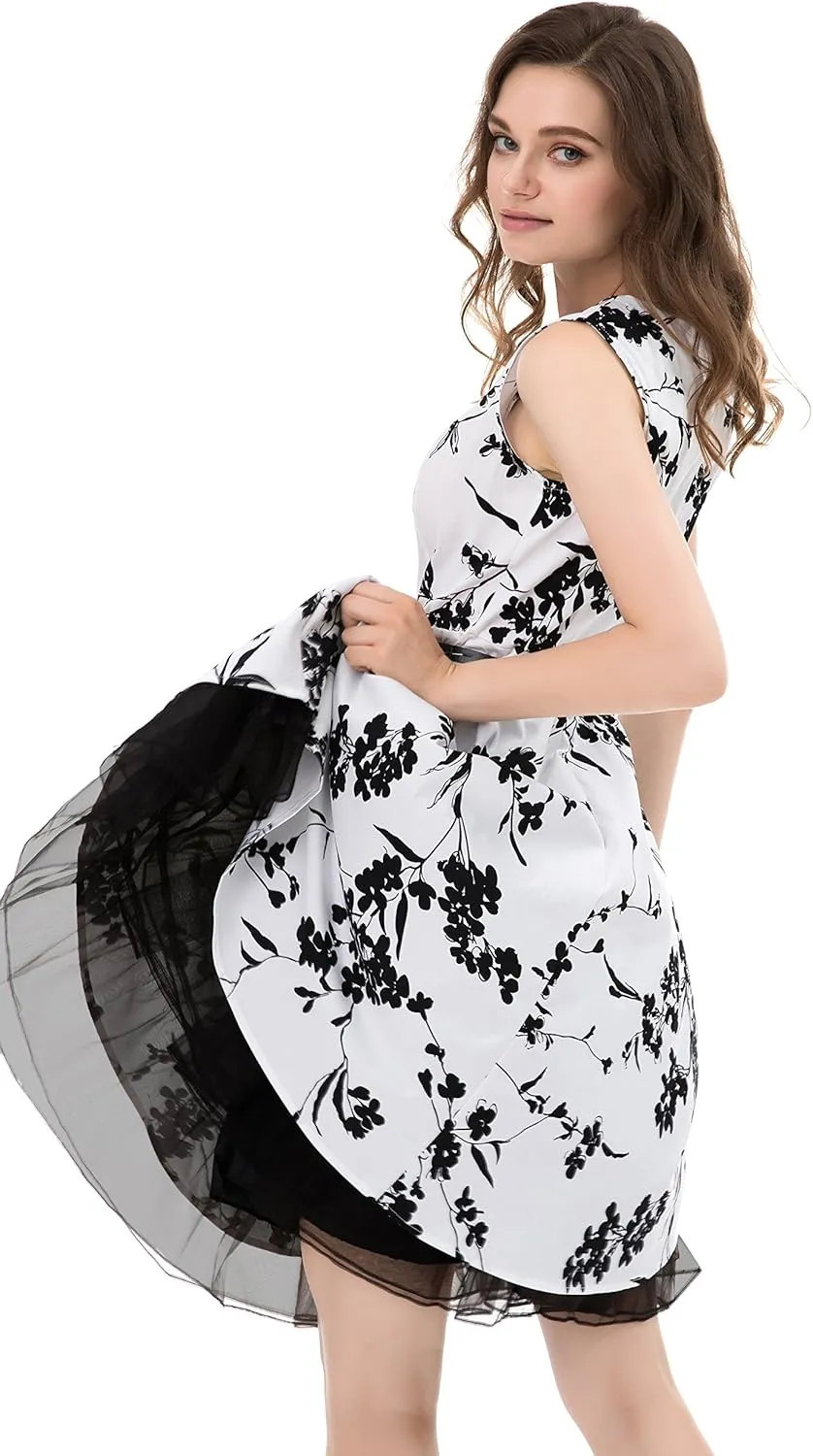 Women's 50s Vintage Rockabilly Petticoat 25.5‘’ Length Net Tulle Underskirt Crinoline Petticoat Half Slip