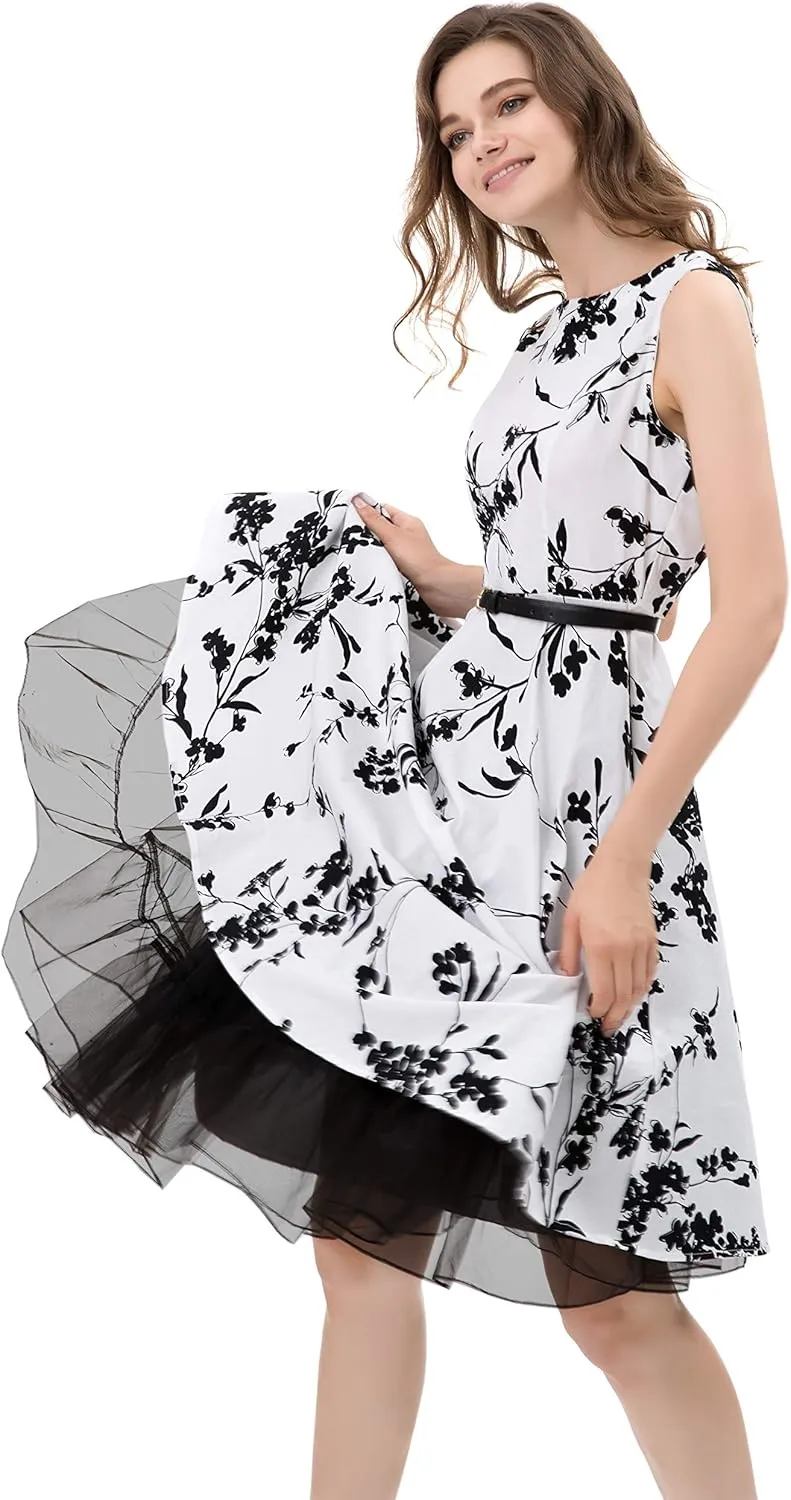Women's 50s Vintage Rockabilly Petticoat 25.5‘’ Length Net Tulle Underskirt Crinoline Petticoat Half Slip