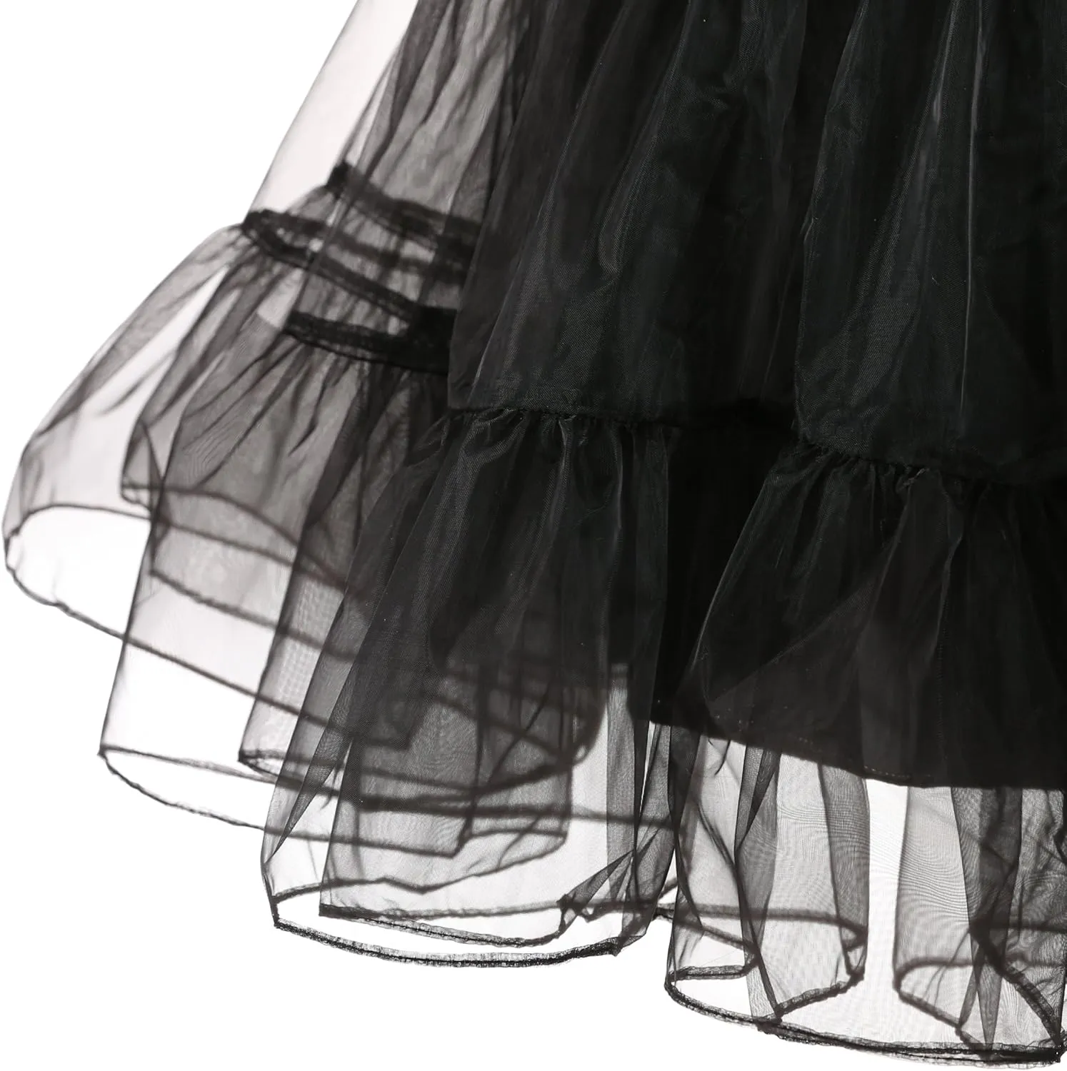 Women's 50s Vintage Rockabilly Petticoat 25.5‘’ Length Net Tulle Underskirt Crinoline Petticoat Half Slip
