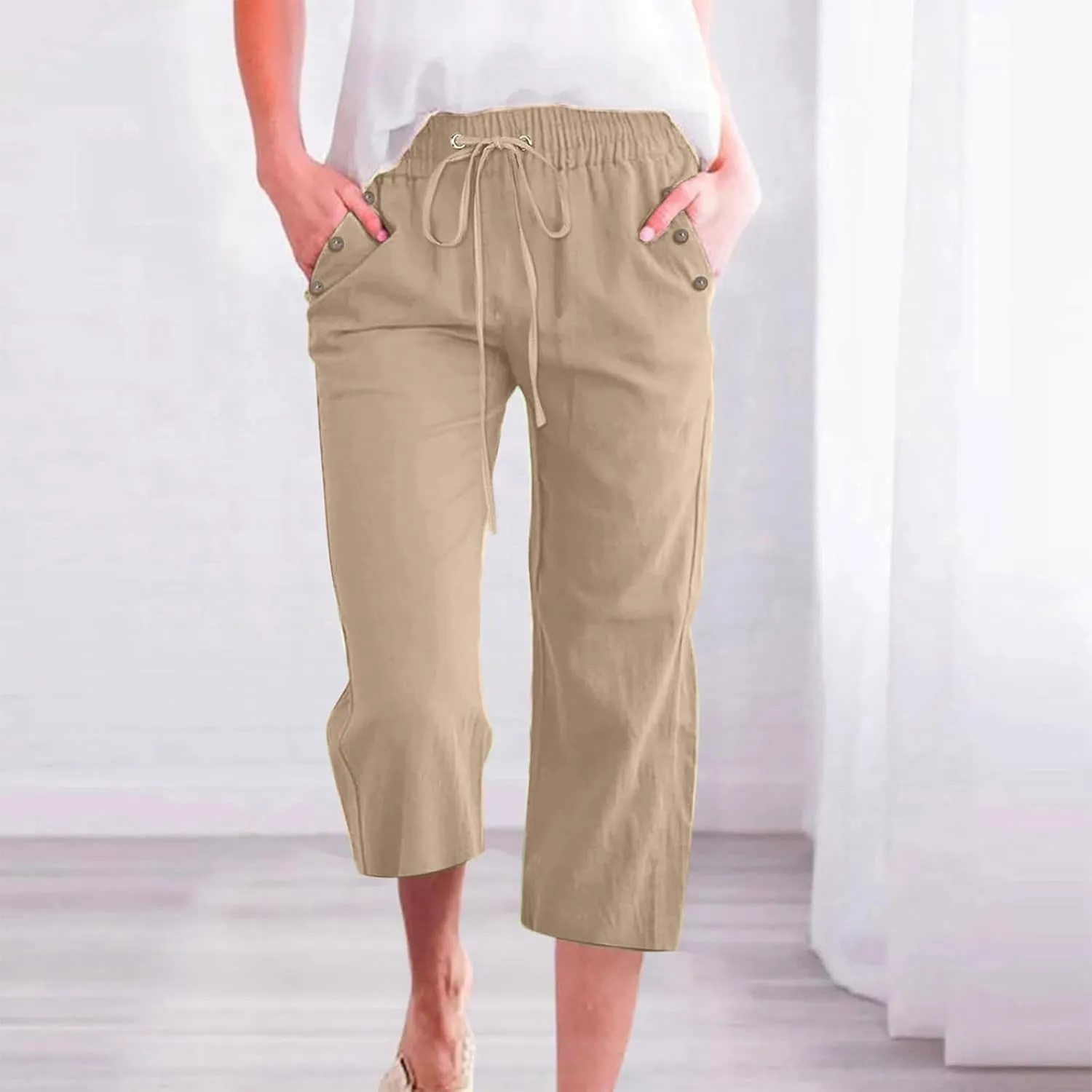Womens Bootcut Dress Pants Women Wide Leg Palazzo Pants Elastic High Waisted Knit Casual Palazzo Trousers with Pockets