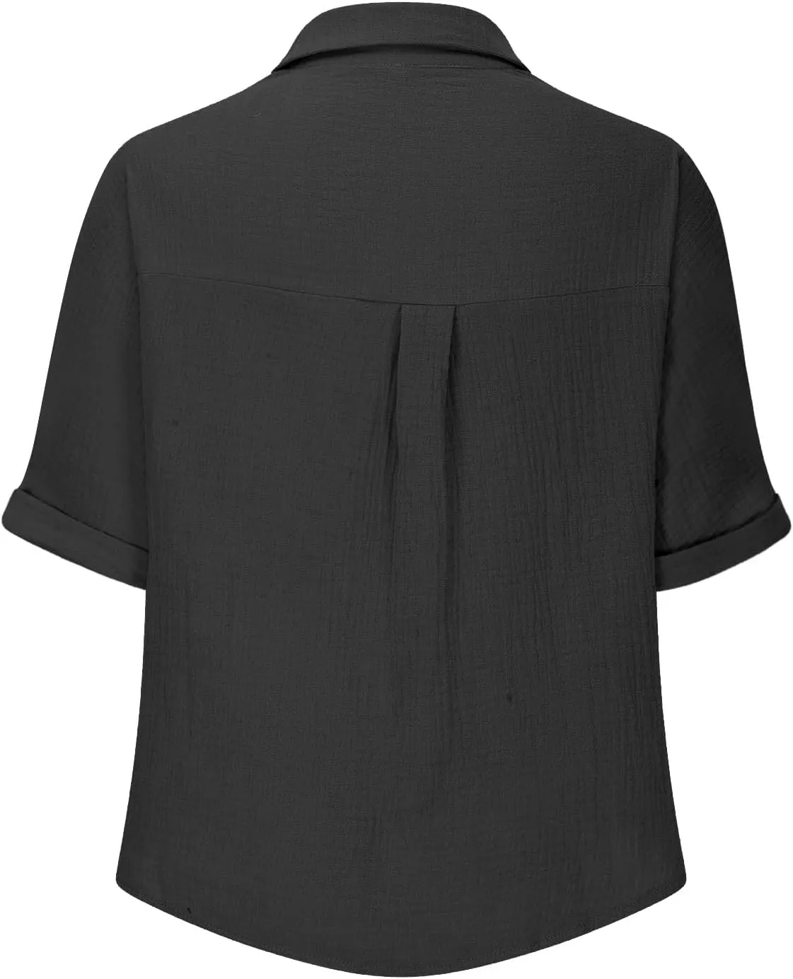 Womens Cotton Button Down Shirt Rolled Cuffed Short Sleeve Blouse Ladies Summer Casual V Neck Beach Cotton Tops