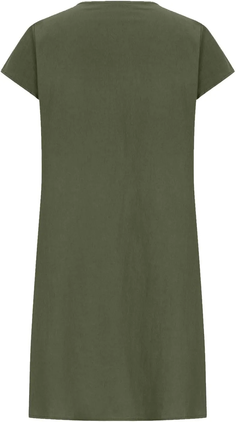 Women's Cotton Linen Summer Dresses 2024 Sleeveless Pleated Dress Casual Knee Length Dress Comfy Summer Lounge Outfits