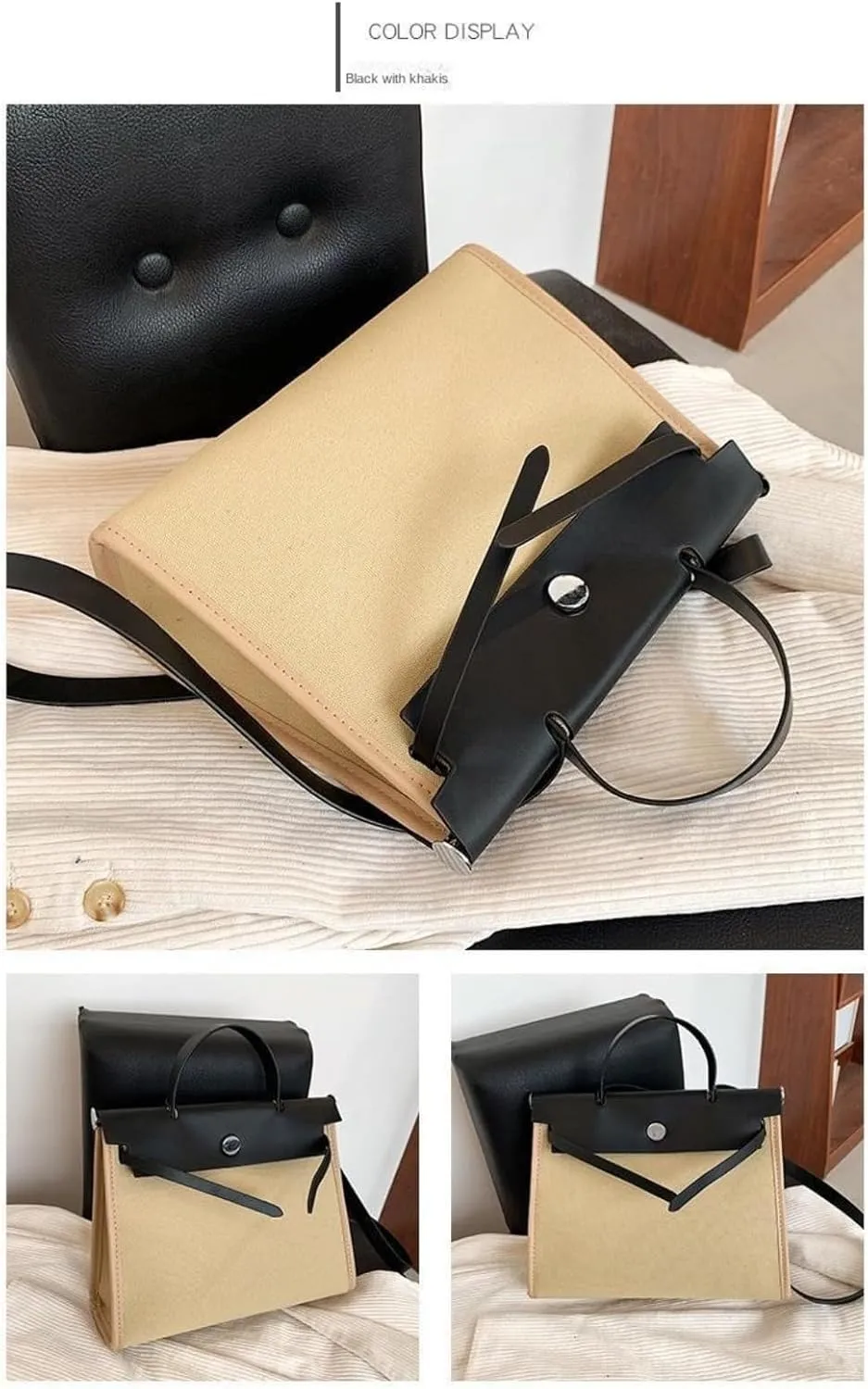 Women's Euro Canvas Tote Bag - 3-Way Adjustable (Crossbody/Shoulder/Hand) for Work & Retro, Spacious   Zip Pouch, 2025 Gift