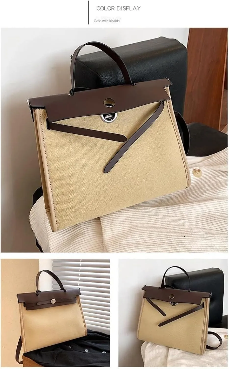 Women's Euro Canvas Tote Bag - 3-Way Adjustable (Crossbody/Shoulder/Hand) for Work & Retro, Spacious   Zip Pouch, 2025 Gift