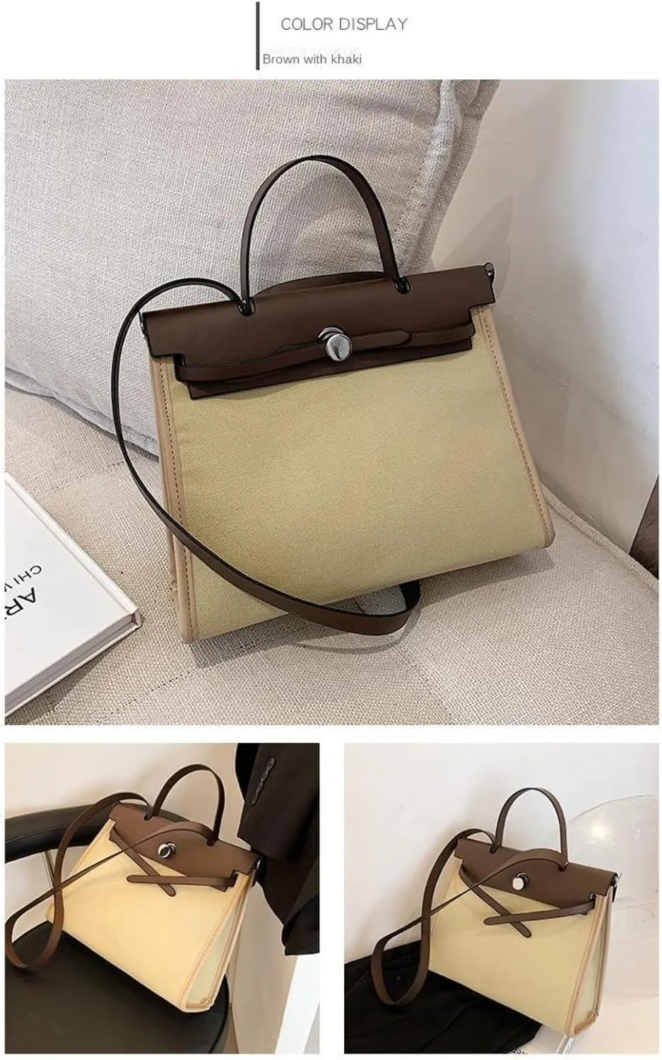 Women's Euro Canvas Tote Bag - 3-Way Adjustable (Crossbody/Shoulder/Hand) for Work & Retro, Spacious   Zip Pouch, 2025 Gift