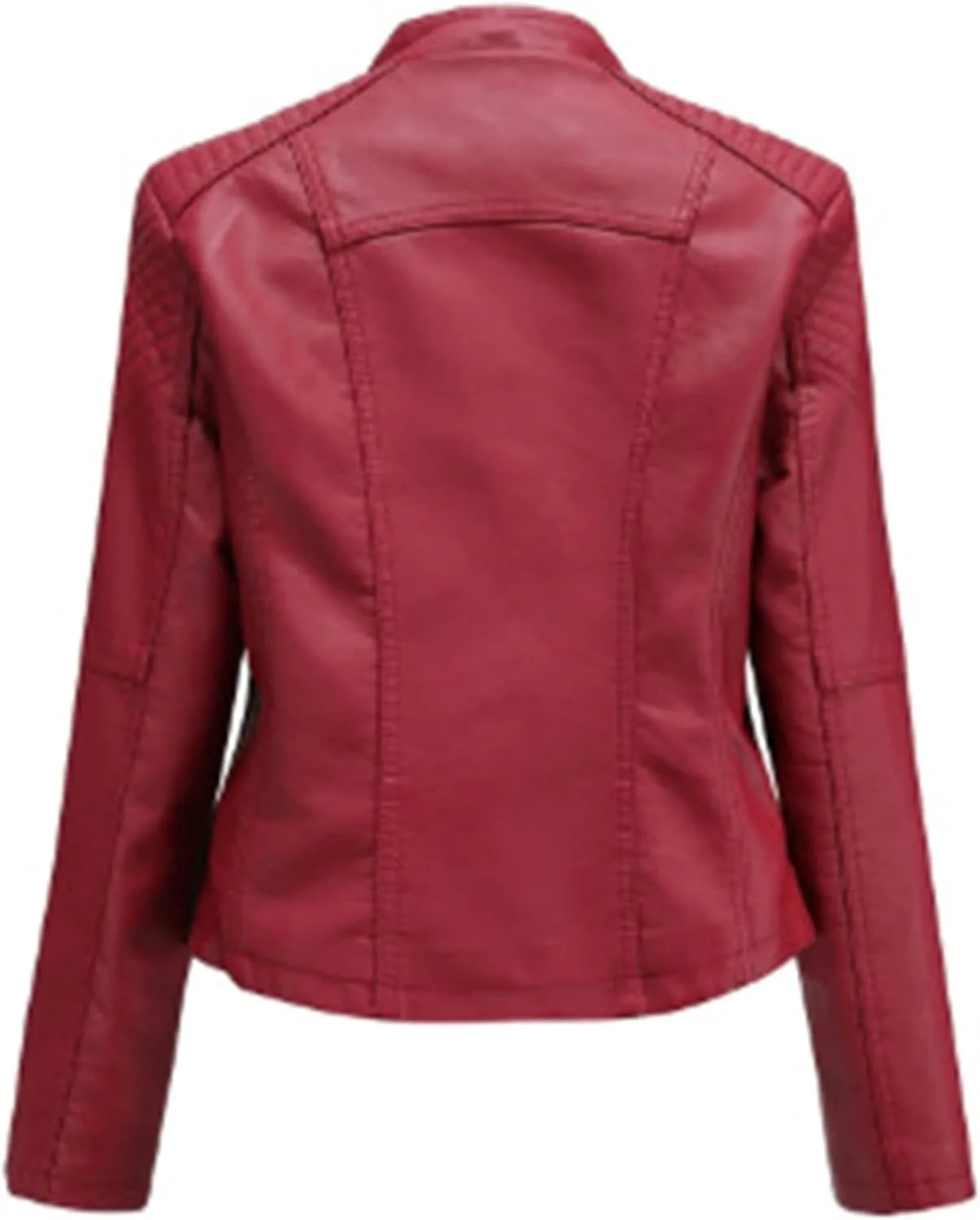 Women's Faux Leather Moto Jacket Slim Thin Leather Jacket