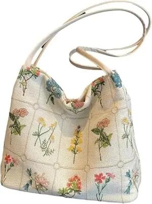 Women's floral shaped small handbag: women's casual large capacity fashionable floral embroidery makeup bag, women's wallet