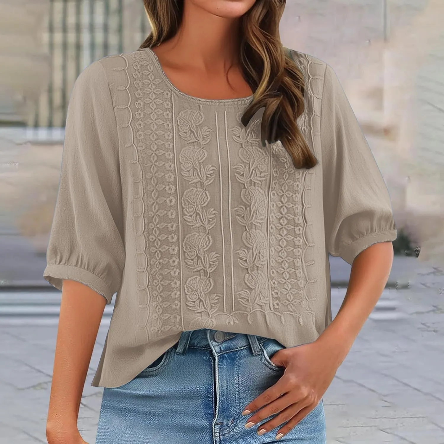 Women's Linen Blouse Tops Summer Shirts Loose Casual Work Tops Blouses Cotton Blouse Linen Shirt Roll Up Sleeve