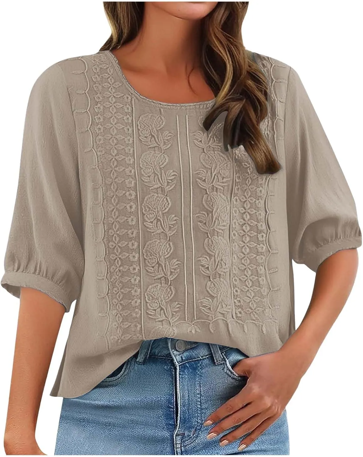 Women's Linen Blouse Tops Summer Shirts Loose Casual Work Tops Blouses Cotton Blouse Linen Shirt Roll Up Sleeve
