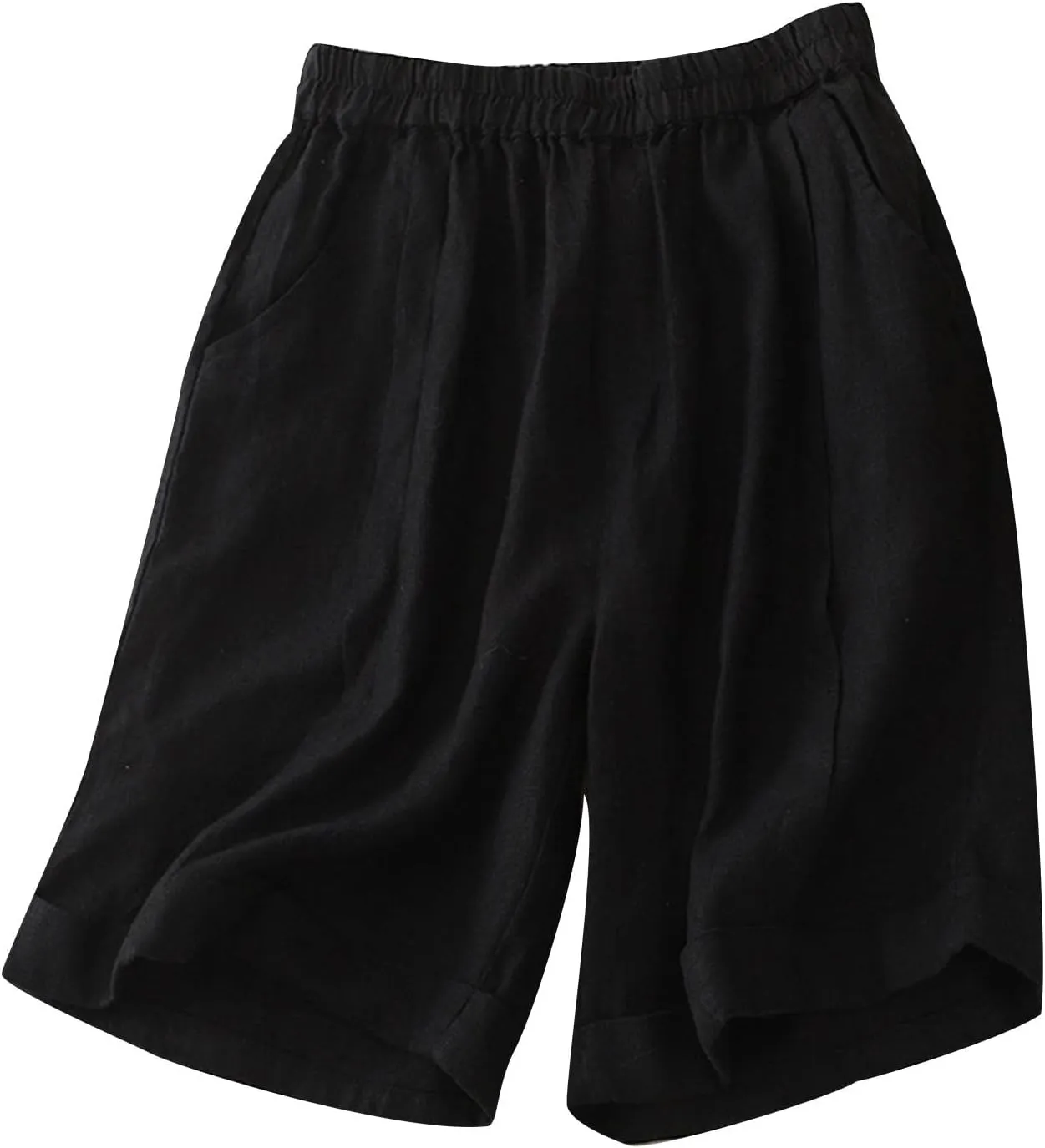 Women's Linen Shorts Ruffleed Elastic High Waisted Summer Casual Beach Vacation Shorts Summer Fashion 2025