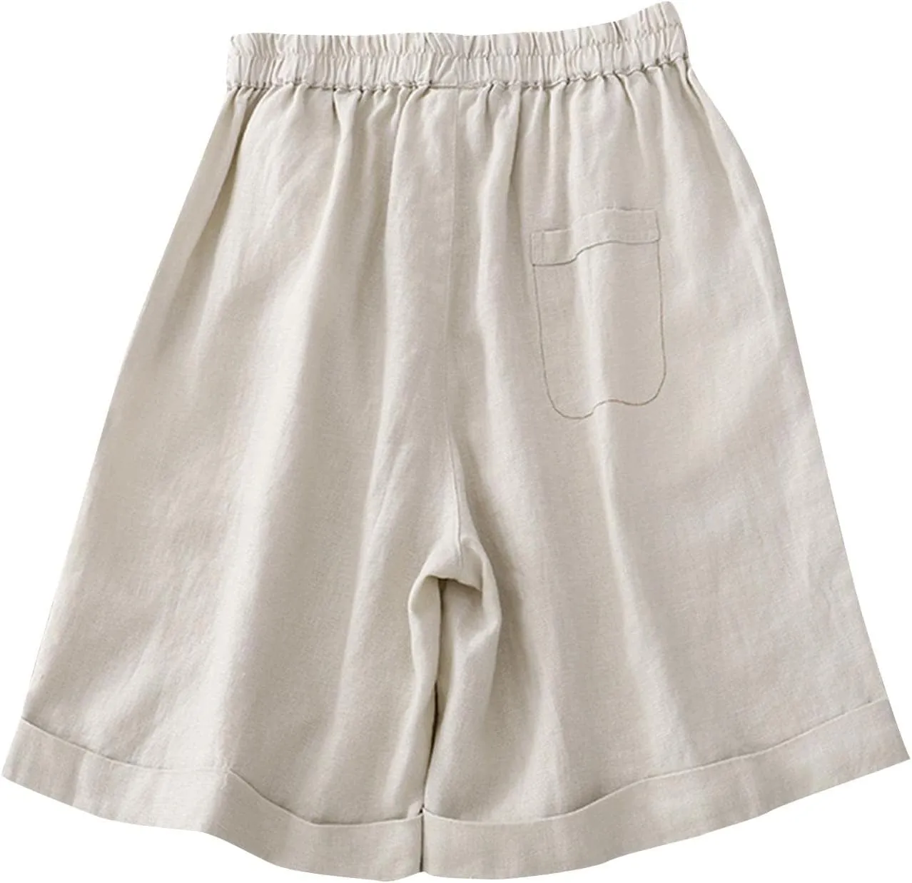 Women's Linen Shorts Ruffleed Elastic High Waisted Summer Casual Beach Vacation Shorts Summer Fashion 2025