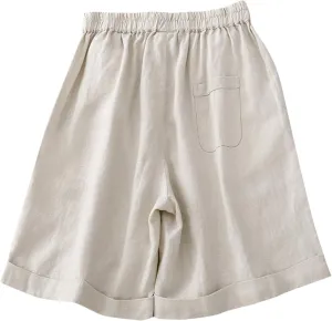 Women's Linen Shorts Ruffleed Elastic High Waisted Summer Casual Beach Vacation Shorts Summer Fashion 2025