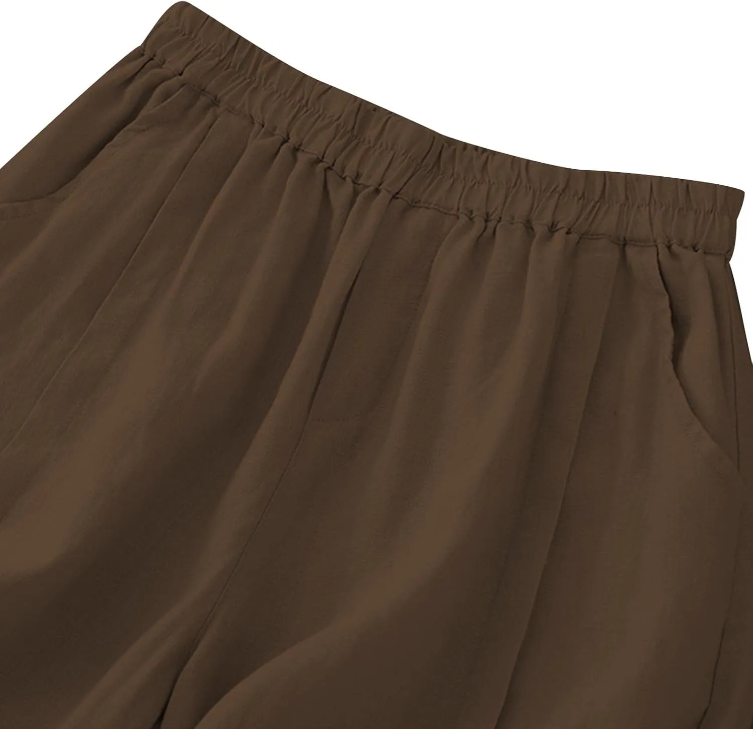 Women's Linen Shorts Ruffleed Elastic High Waisted Summer Casual Beach Vacation Shorts Summer Fashion 2025