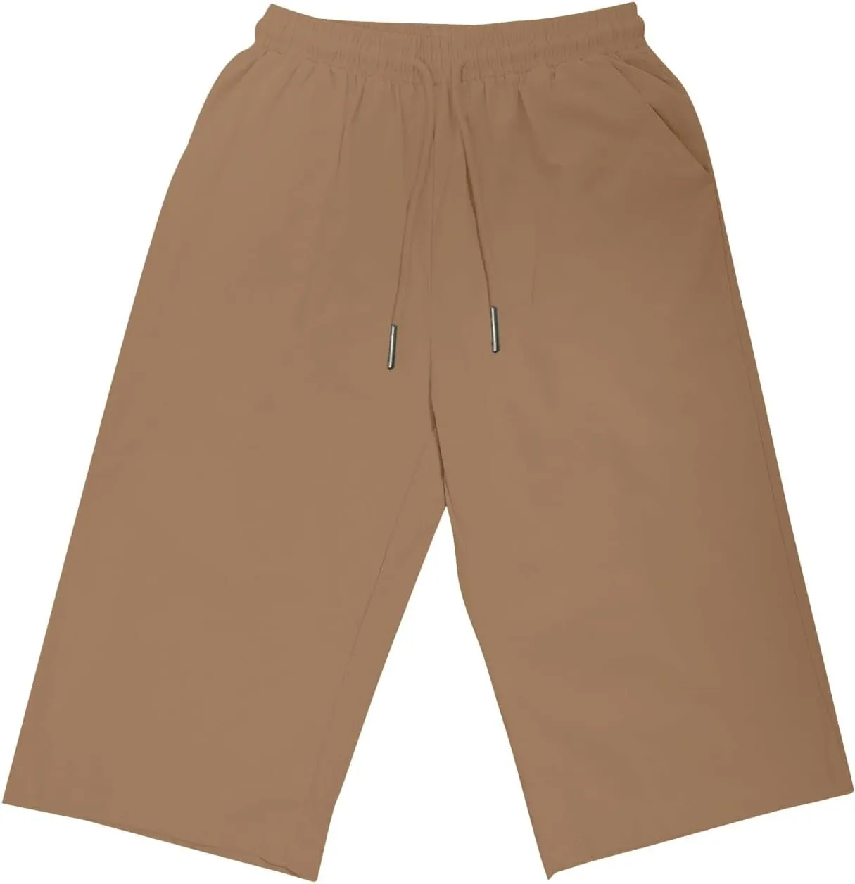Women's Linen Shorts Summer Fashion Drawstring Elastic Casual Shorts Solid Beach Vacation Clothes
