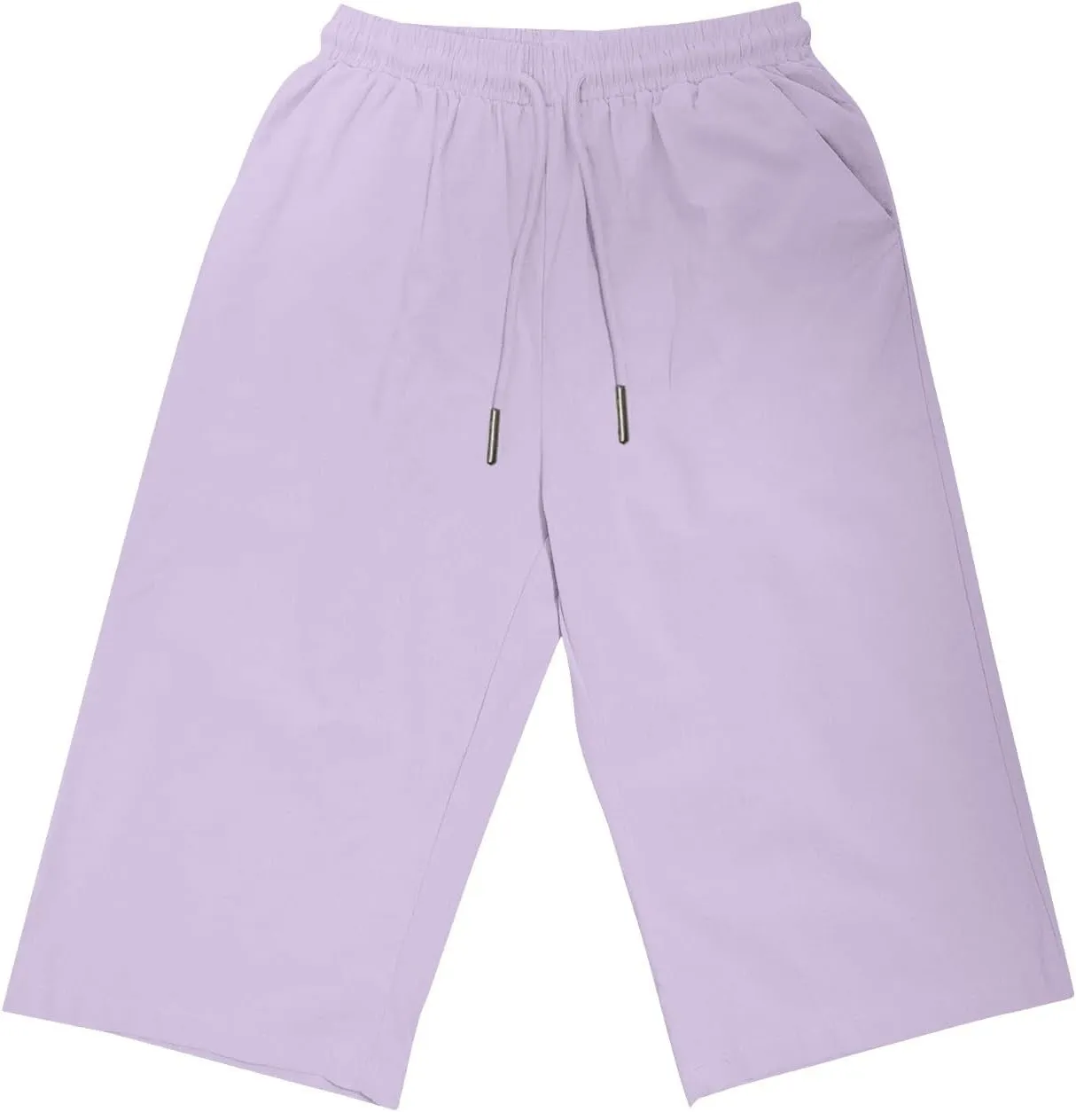 Women's Linen Shorts Summer Fashion Drawstring Elastic Casual Shorts Solid Beach Vacation Clothes