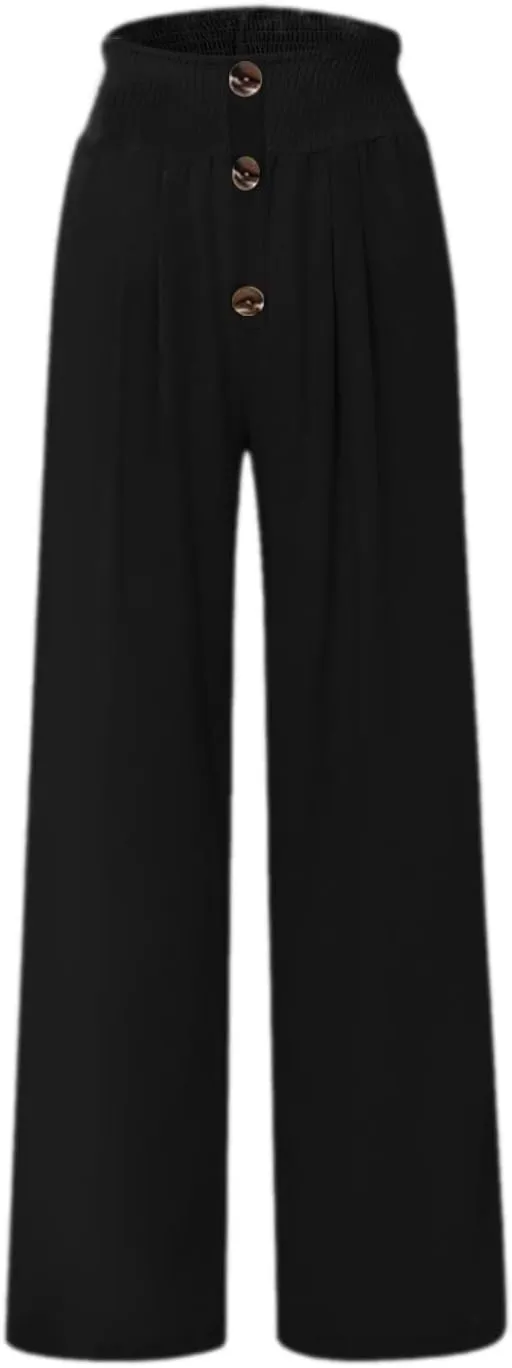 Women's Linen Summer Palazzo Pants Lounge Loose Paperbag Waist Trousers Solid Comfy Pants Summer Outfits 2025 Trendy