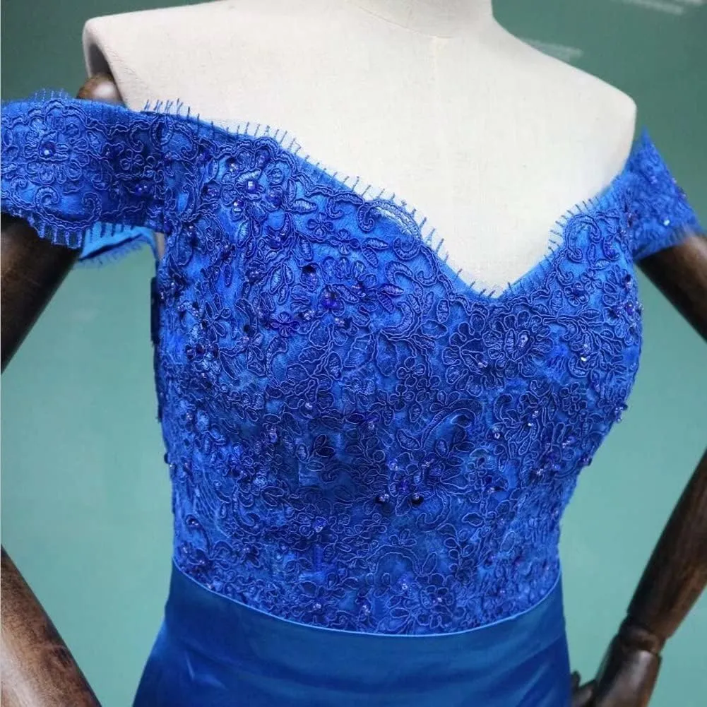 Women's Off The Shoulder Bridesmaid Dress Floor Length Elegant Sweetheart Corset Back
