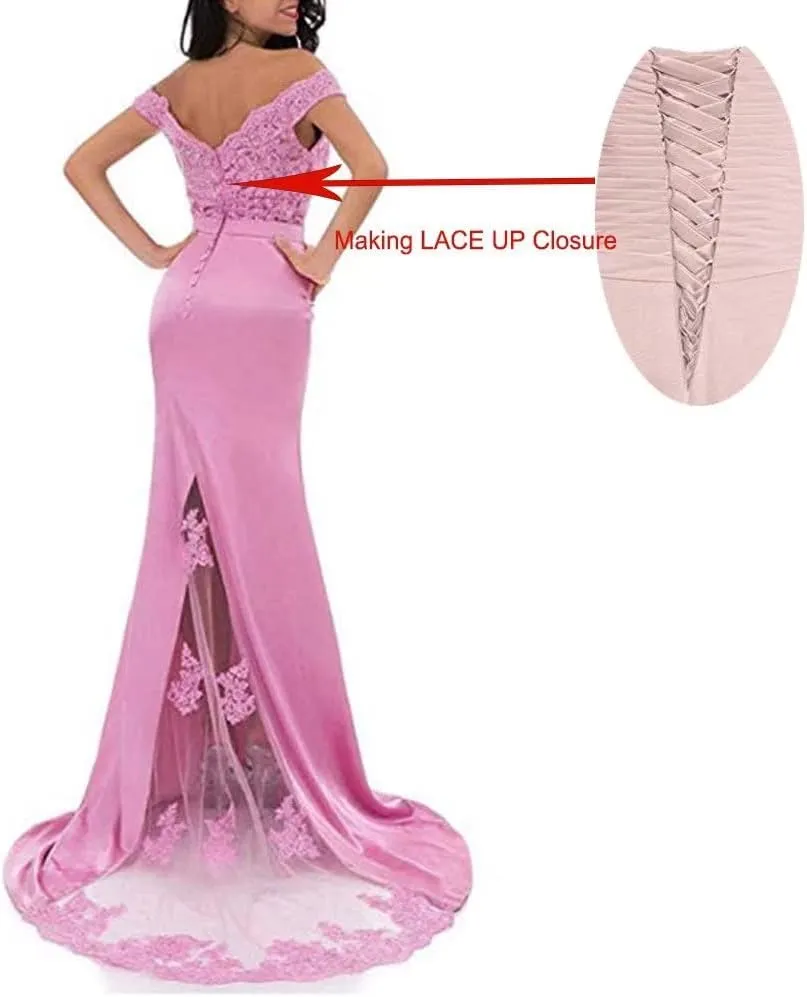 Women's Off The Shoulder Bridesmaid Dress Floor Length Elegant Sweetheart Corset Back