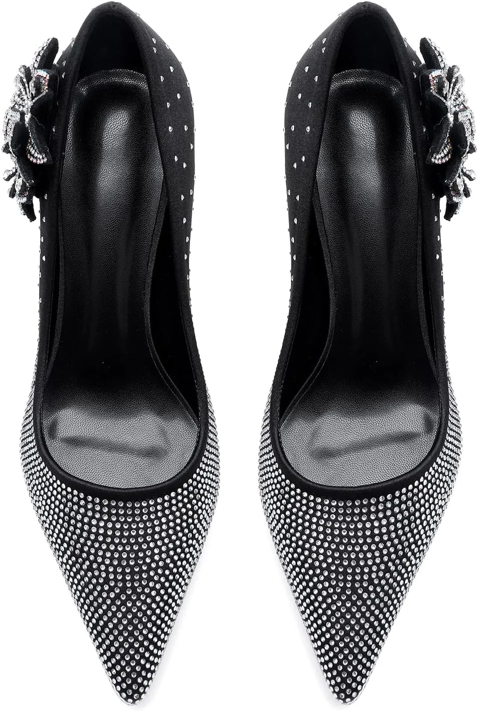 Women's Pointed Toe Glitter Flower Embellished One Foot Stirrup Wedding Prom High Heels
