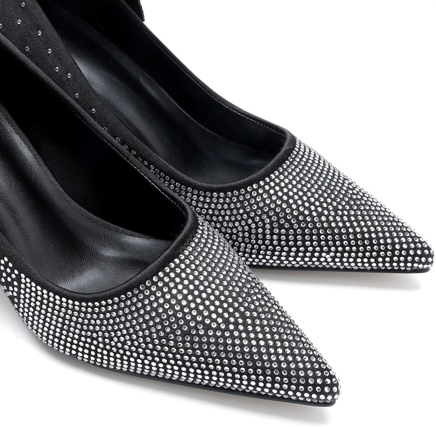 Women's Pointed Toe Glitter Flower Embellished One Foot Stirrup Wedding Prom High Heels