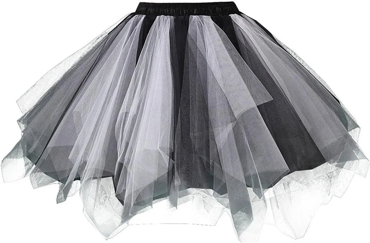 Womens Rainbow Puffy Tutu Layered Tulle Petticoat Skirt for Party