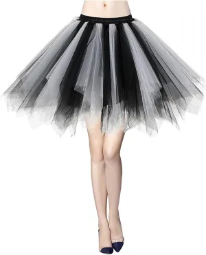 Womens Rainbow Puffy Tutu Layered Tulle Petticoat Skirt for Party