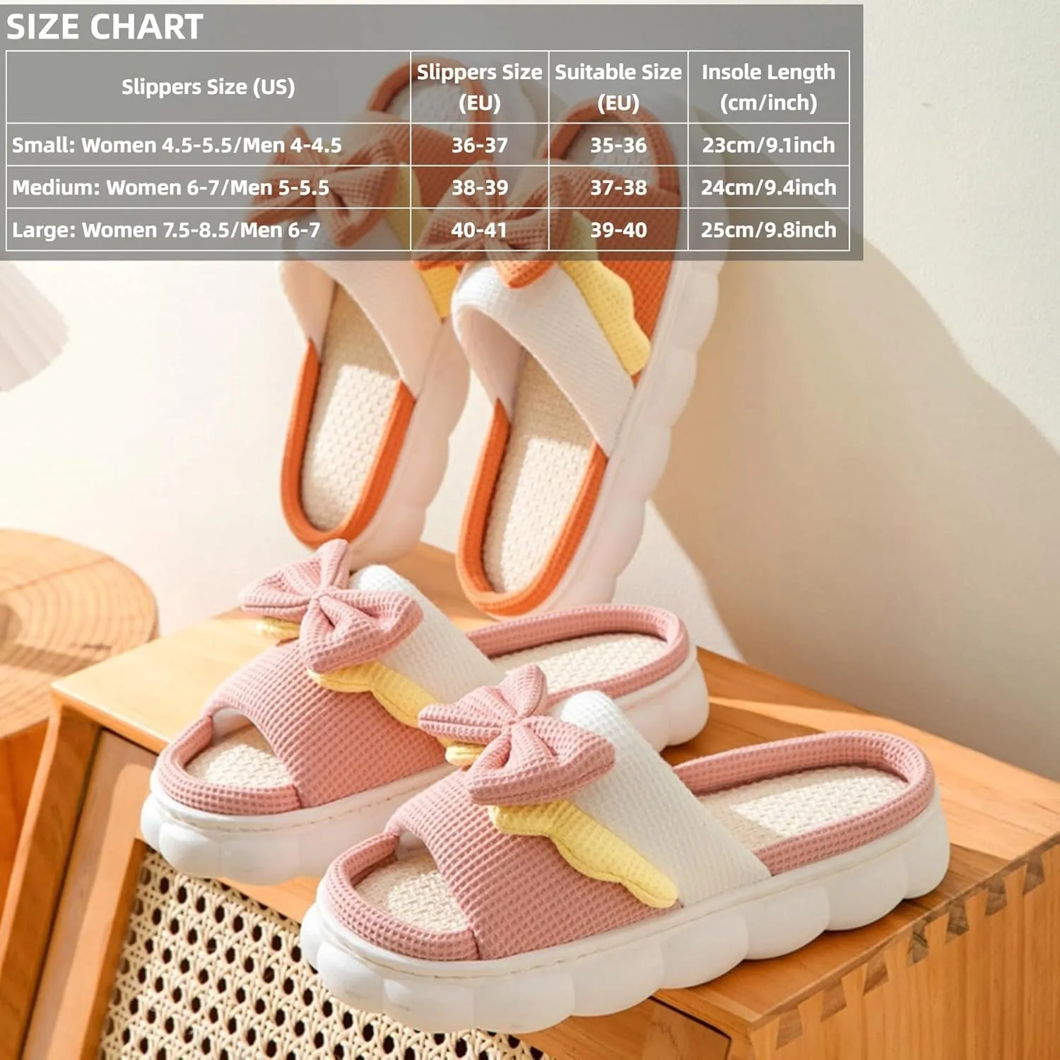 Women's Slippers Linen Four Seasons Home Slippers Bow Tie Comfy Slippers Indoor Slippers Lightweight Soft Slippers House Slippers Outdoor Open Toe Summer Shoes